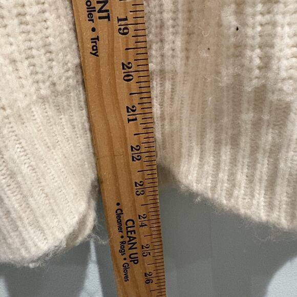 Aerie Sweater Womens Medium Cream Chunky Knit Ribbed Crewneck Wool Blend Cozy - Picture 6 of 11